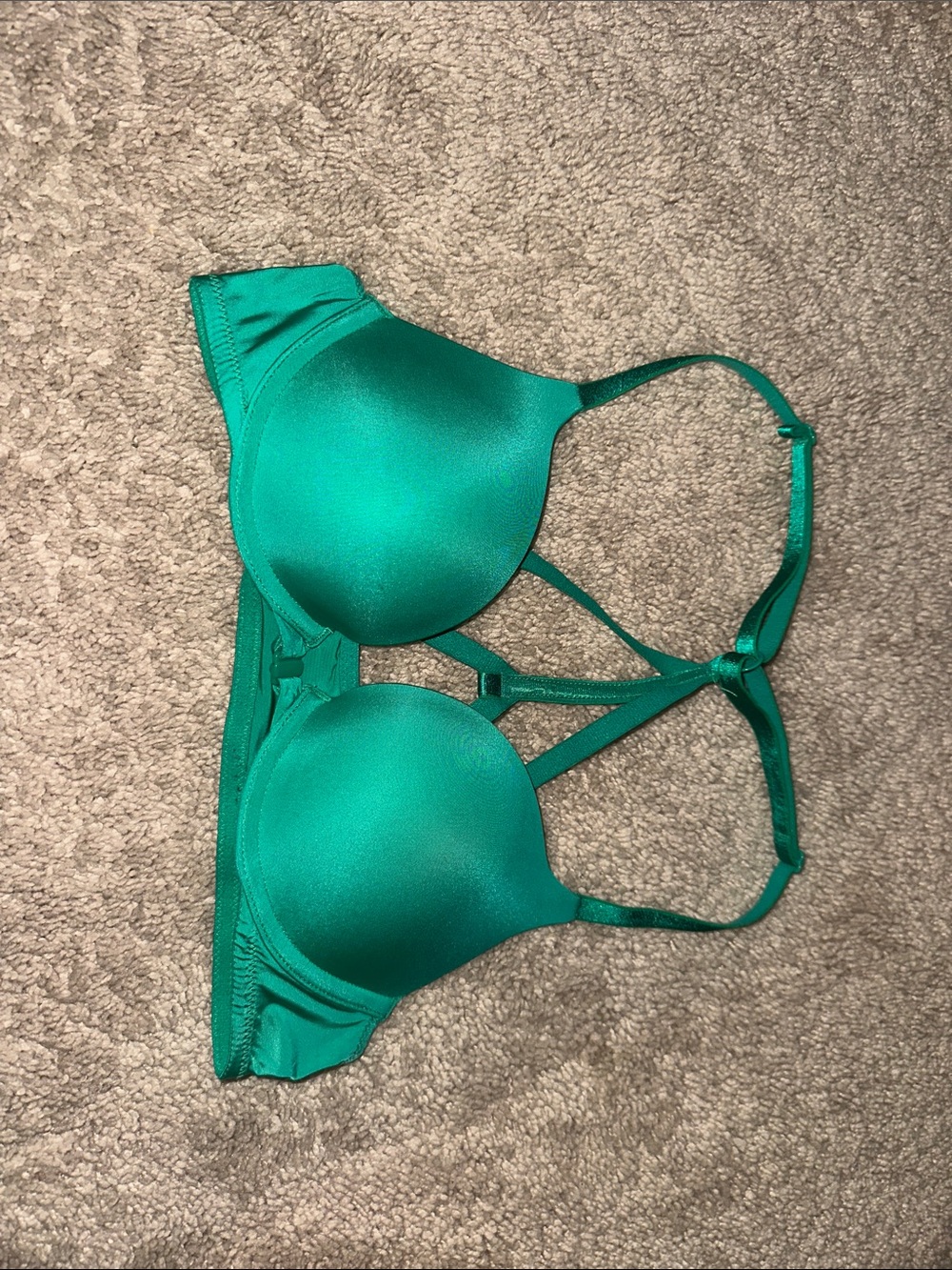 Green Smooth Front Closure Push-up Bra with Strappy Back